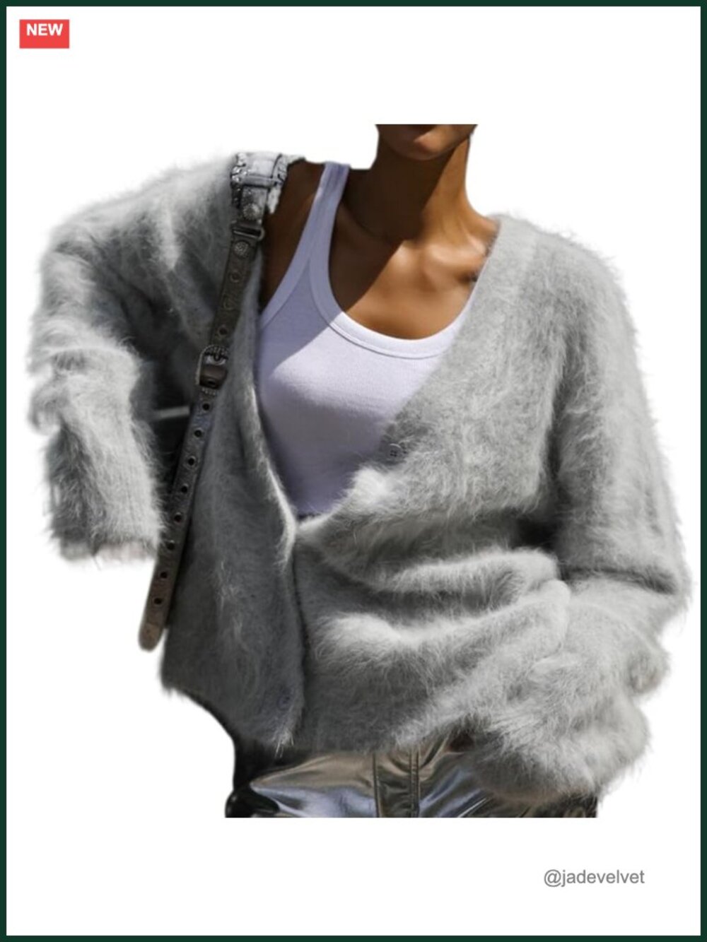 Women's Fuzzy Knit Mohair Cardigan V-Neck Button Down Oversized Y2K Sweater
